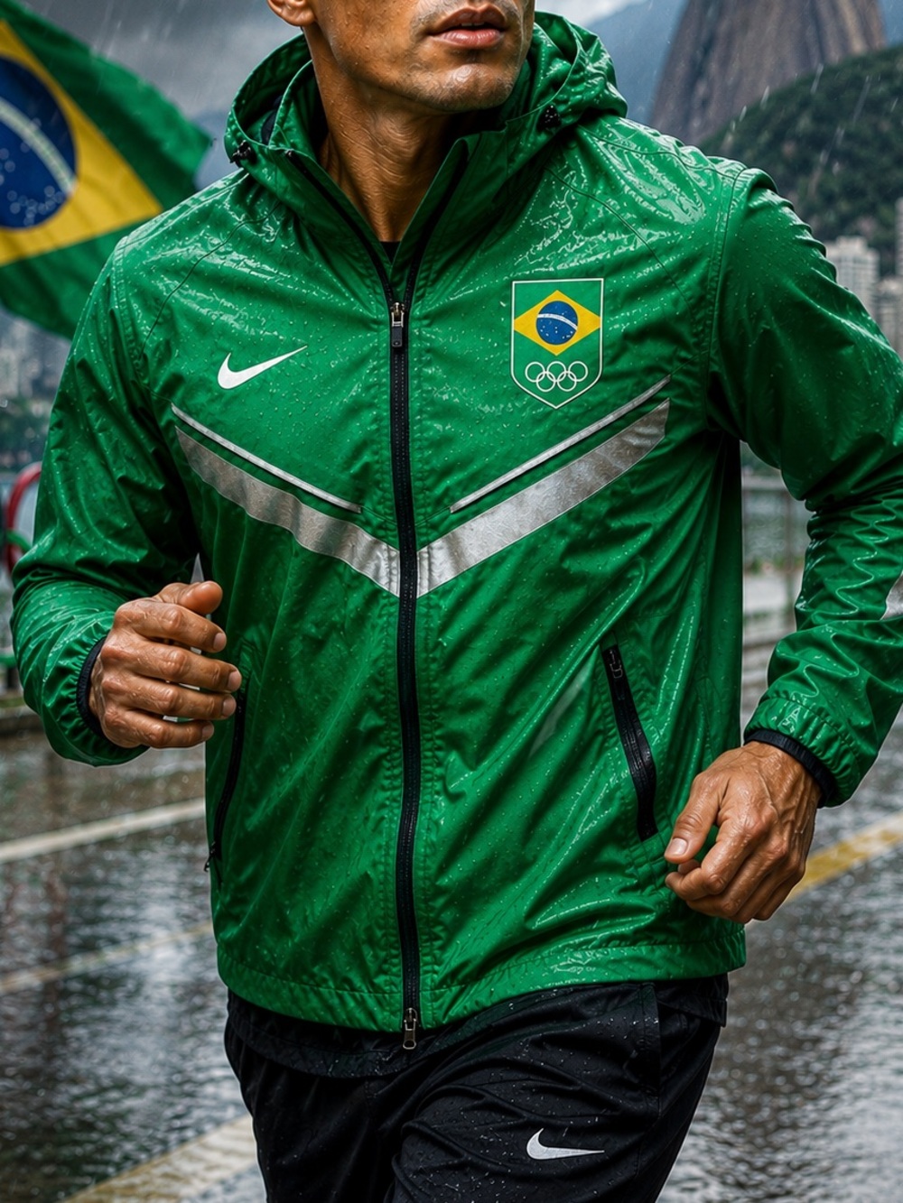 Nike Team Brasil Olympic Storm-FIT Waterproof Jacket Green, men’s large